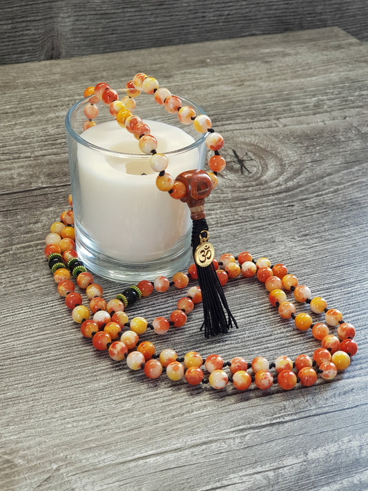 Handgefertigte Mantra Mala 108 Perlen Gebetskette Indische Jade