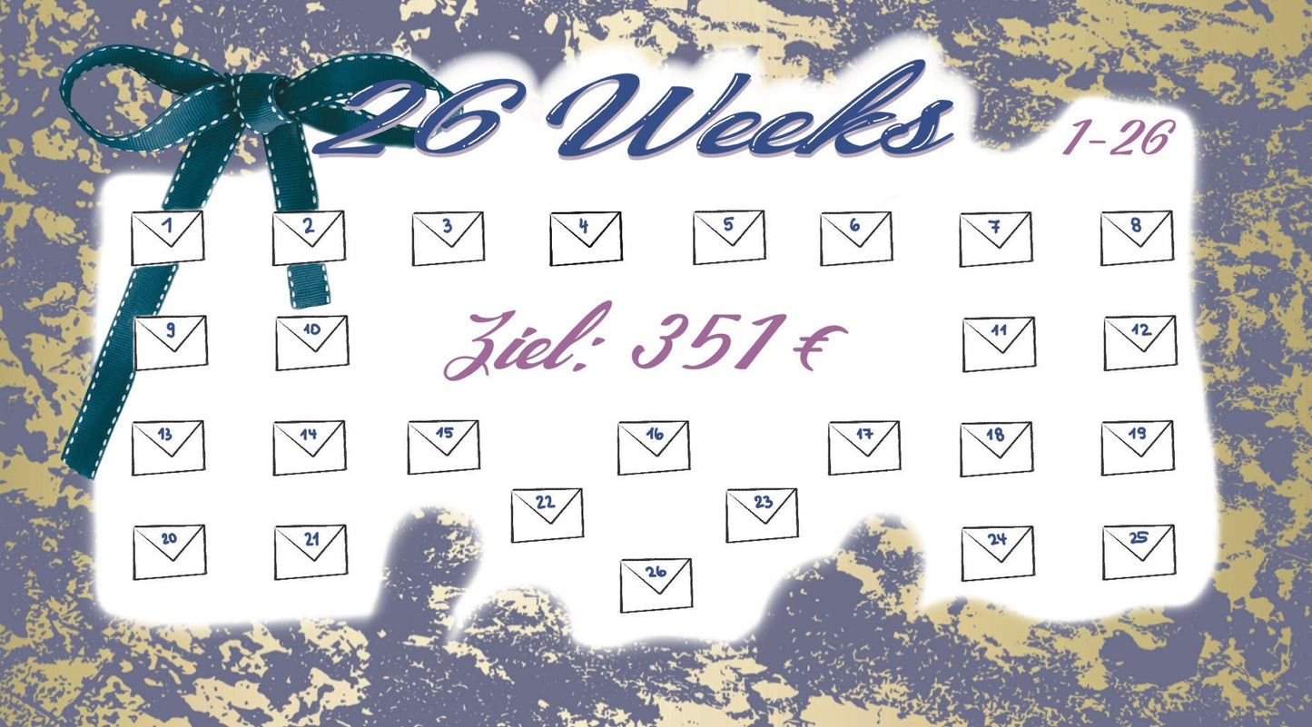 Folieneinleger Challenge Sparziel „26 Weeks - 1-26“